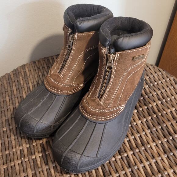 Tamarack Mens All-Season Waterproof Boots 8 Brown Suede Zip Front Insulated Warm - Picture 8 of 10